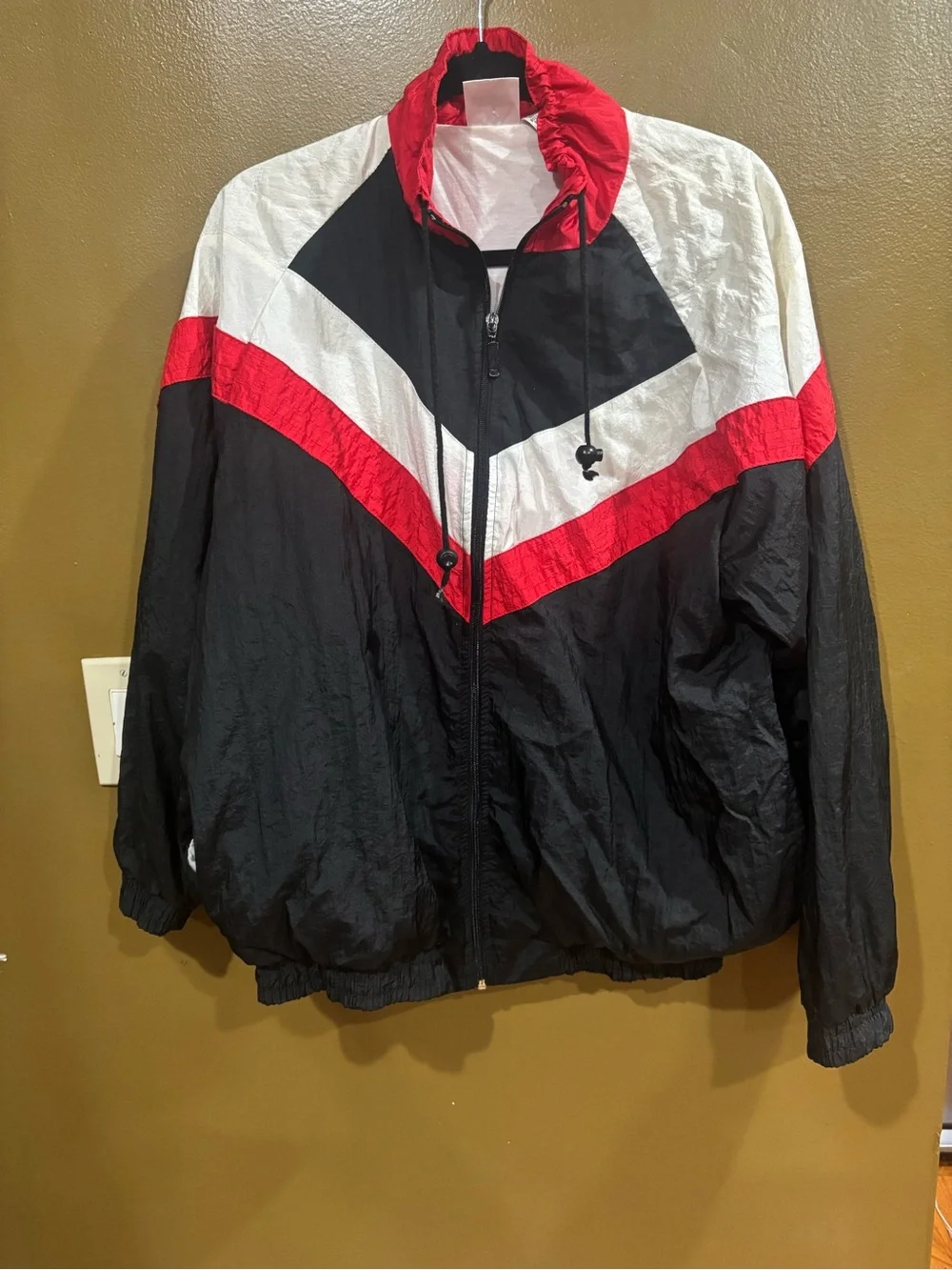 VTG MacGregor FULL ZIP  Windbreaker Jacket Mens L Black Red White Colorblock 90s